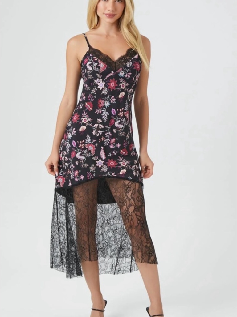Y2k Lace Floral Maxi Dress Dark Romance Small Whimsygoth Fairy Party Nwot
